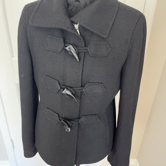 Ann Taylor Women's‎ Jacket Horn Toggle Black Button Pea Coat Small Wool Blend - Picture 4 of 12